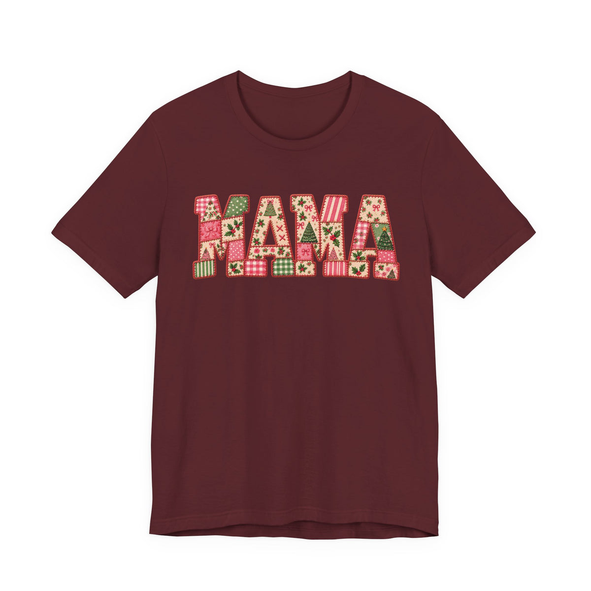 Pink Christmas Patchwork MAMA Tee