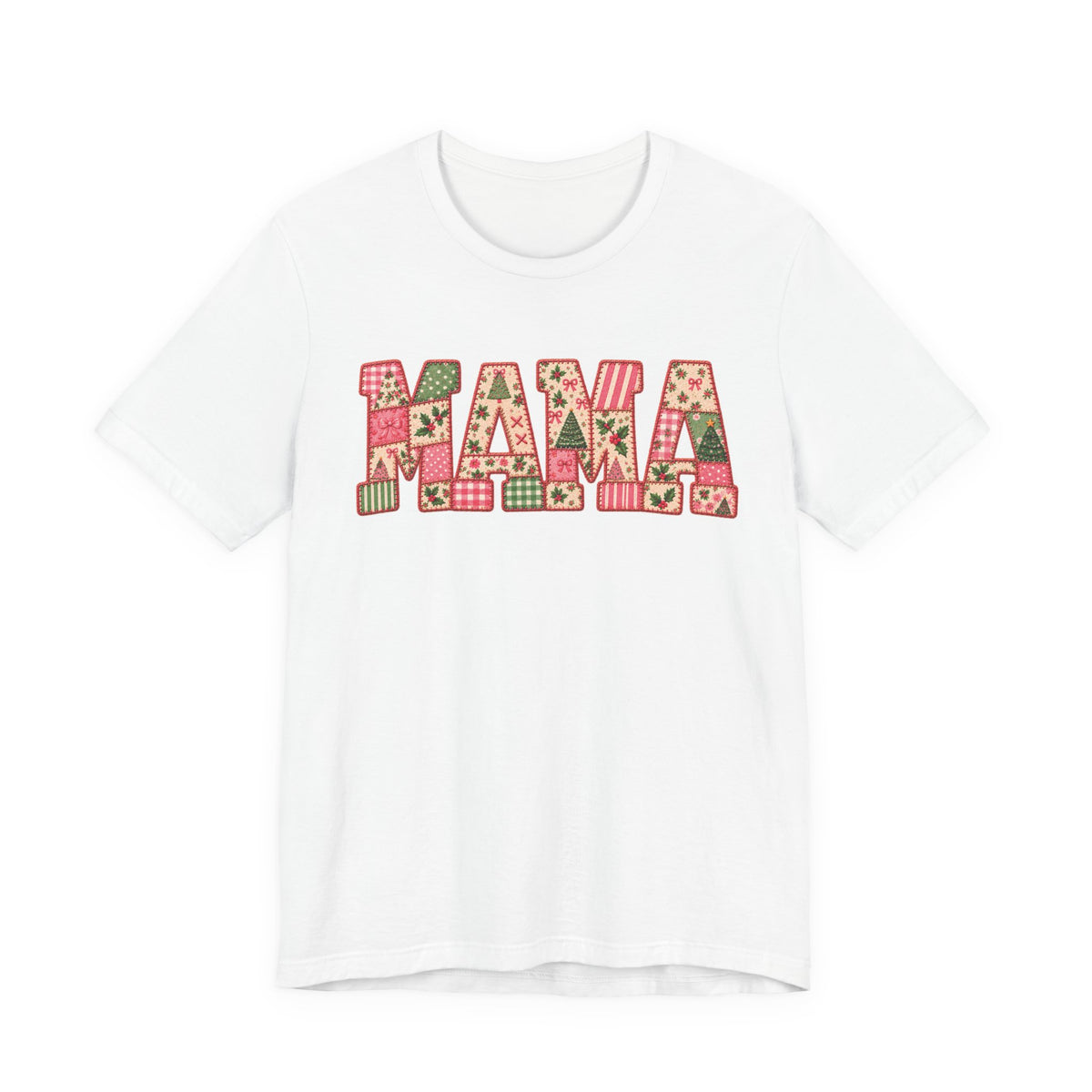Pink Christmas Patchwork MAMA Tee