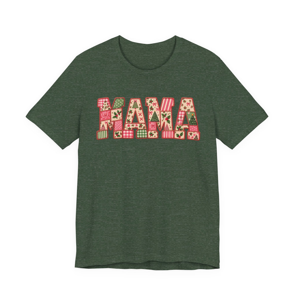 Pink Christmas Patchwork MAMA Tee