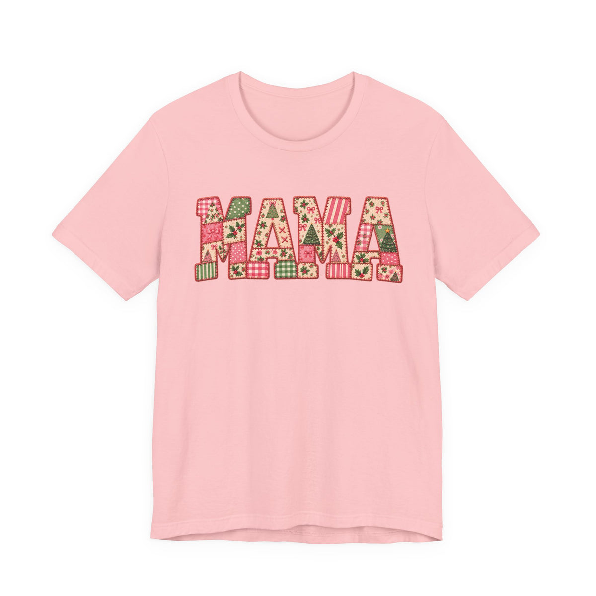 Pink Christmas Patchwork MAMA Tee