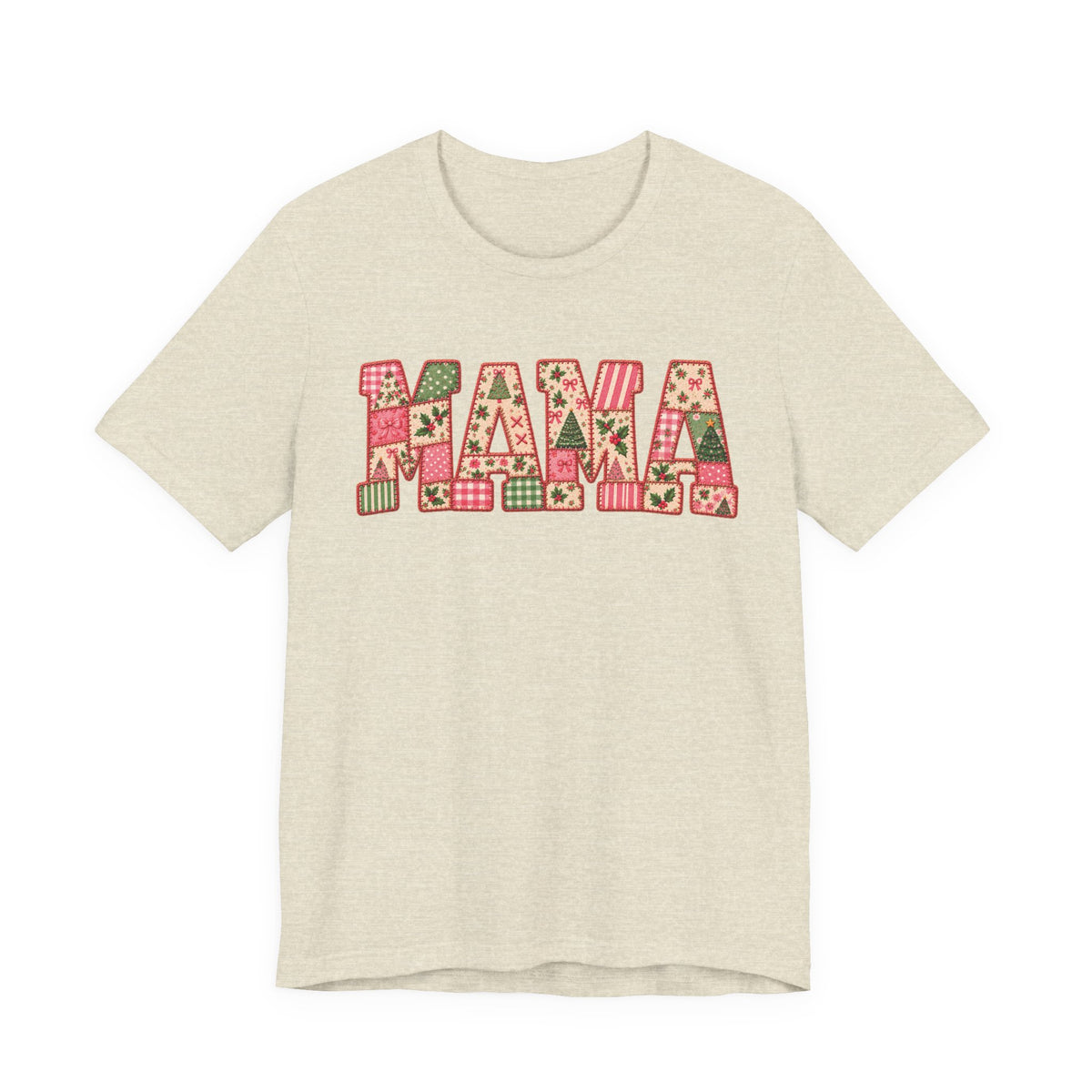 Pink Christmas Patchwork MAMA Tee