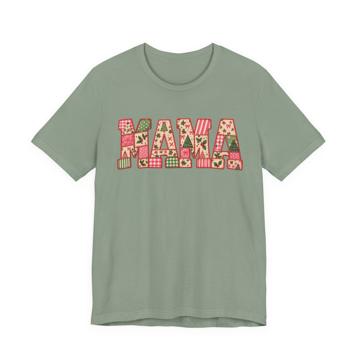 Pink Christmas Patchwork MAMA Tee