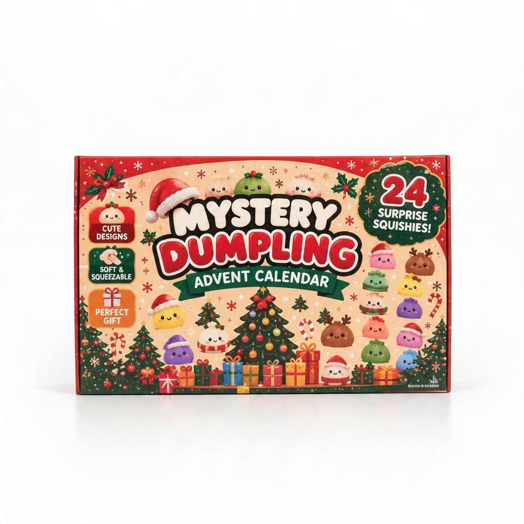 ChalkboardxChaos Christmas mystery dumpling squishy advent calendar with 24 festive surprise toys in a gift box